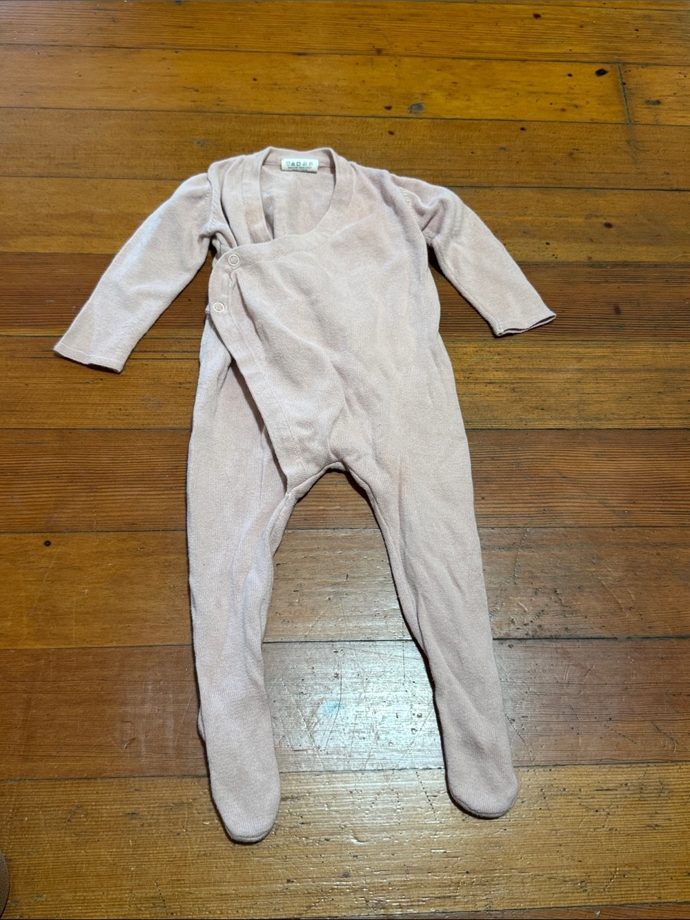 Darcey Gentle Wrap Footed One-Piece in Pale Pink-Cream